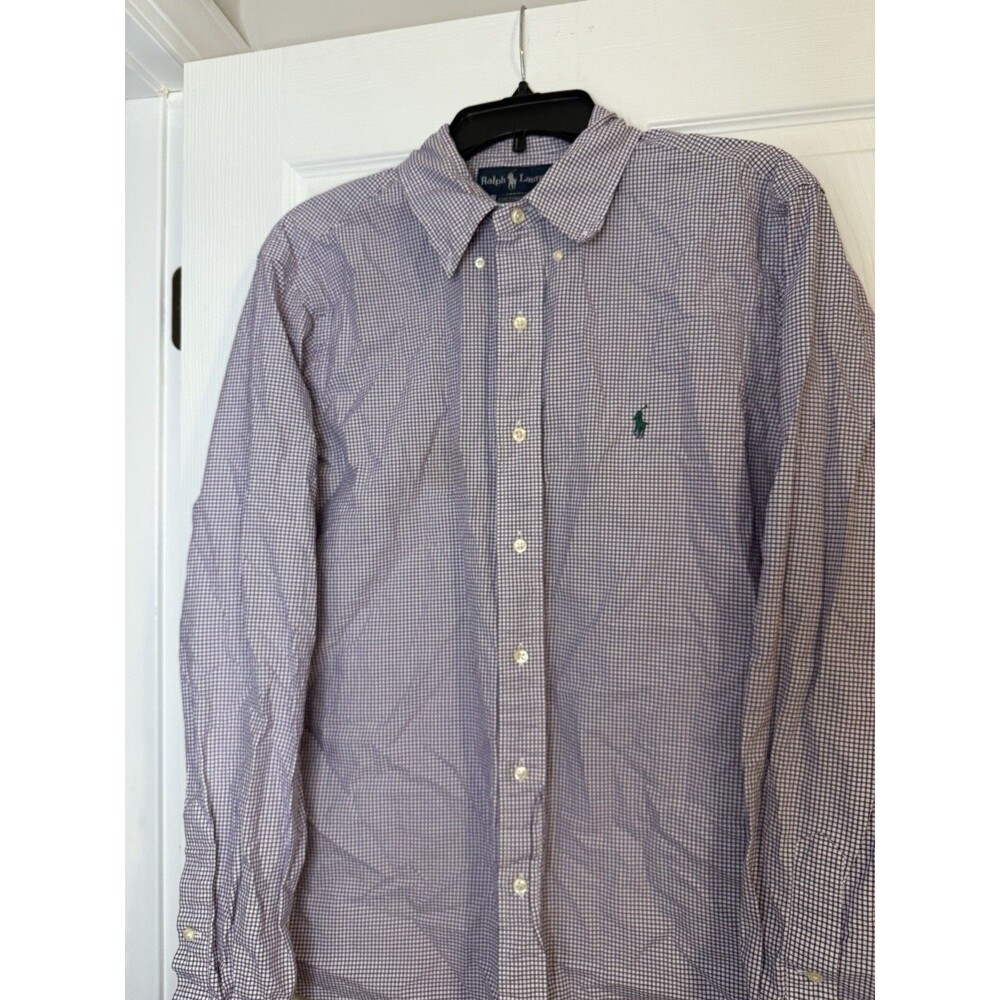 Ralph Lauren Mens 16.5/42 Button Down Custom Fit Dress Shirt Purple